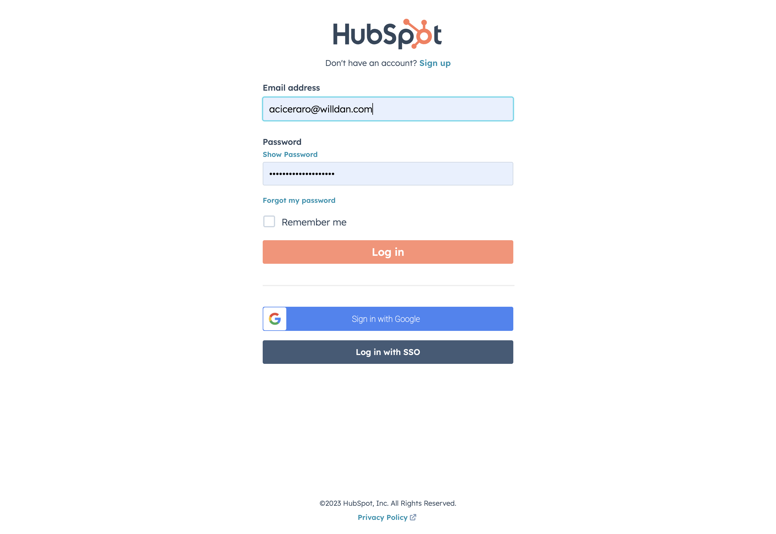 Input your credentials and click login
