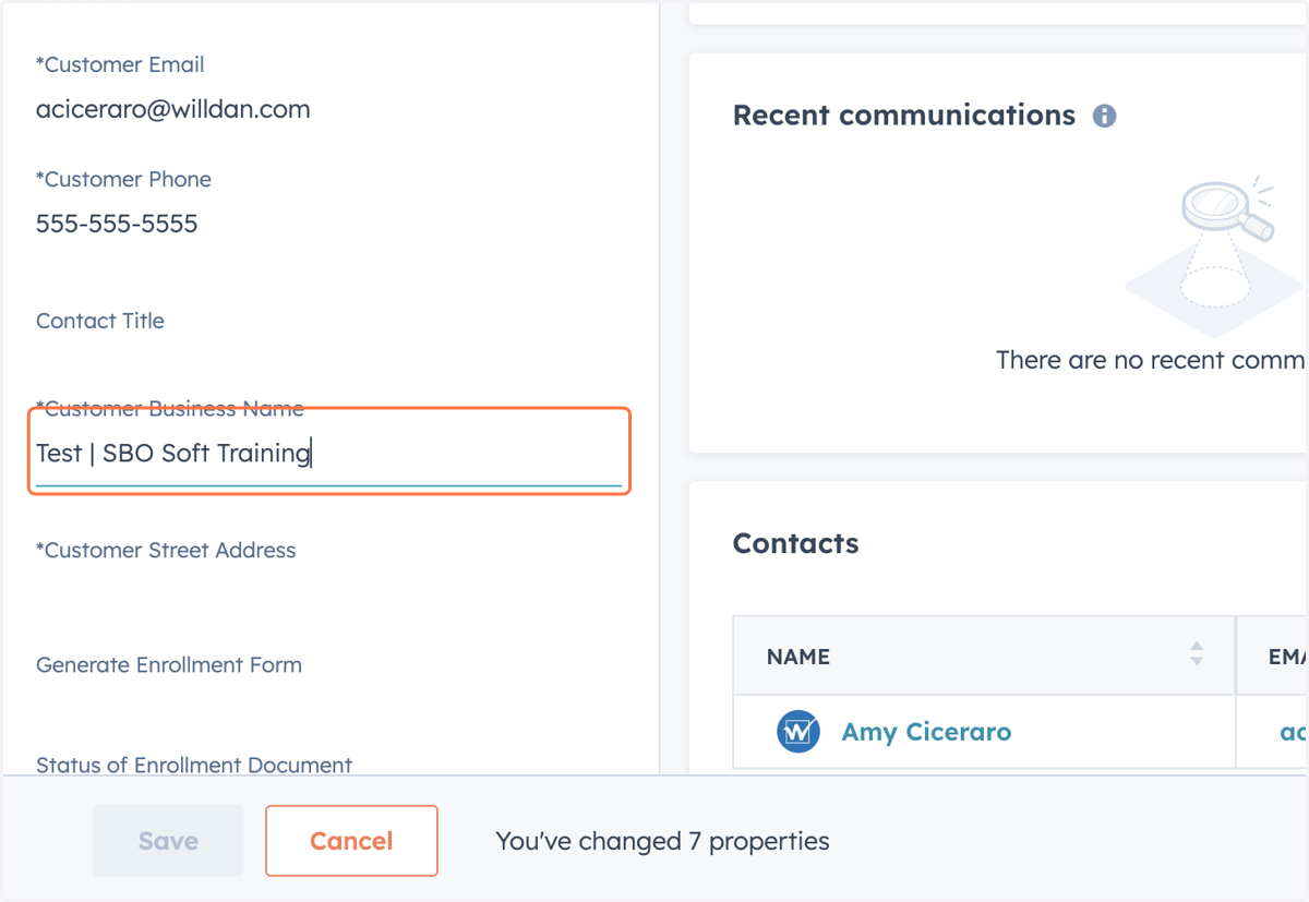 Input 'Customer Business Name'