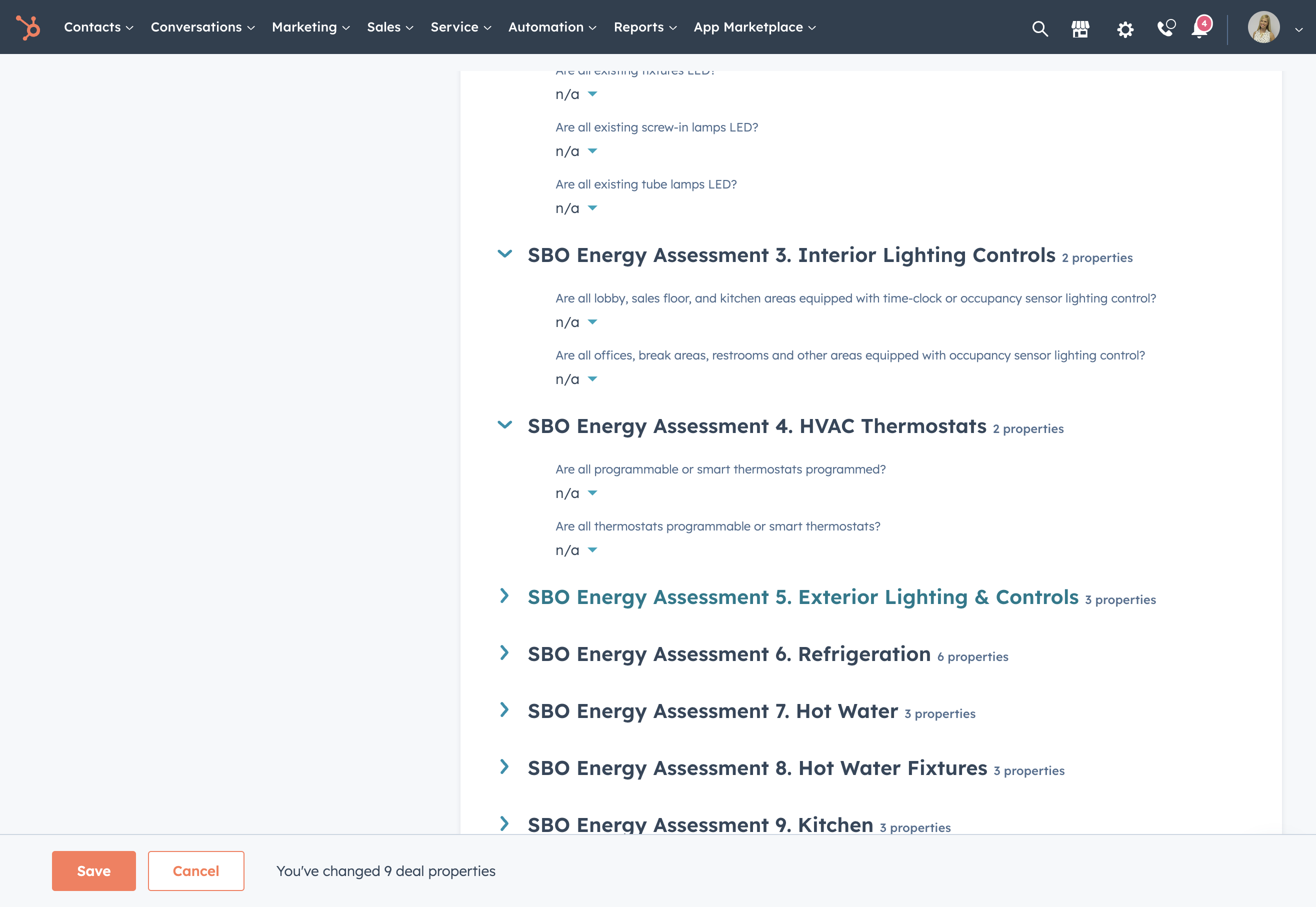Complete the 'SBO Energy Assessment 5. Exterior Lighting & Controls 3 properties' section