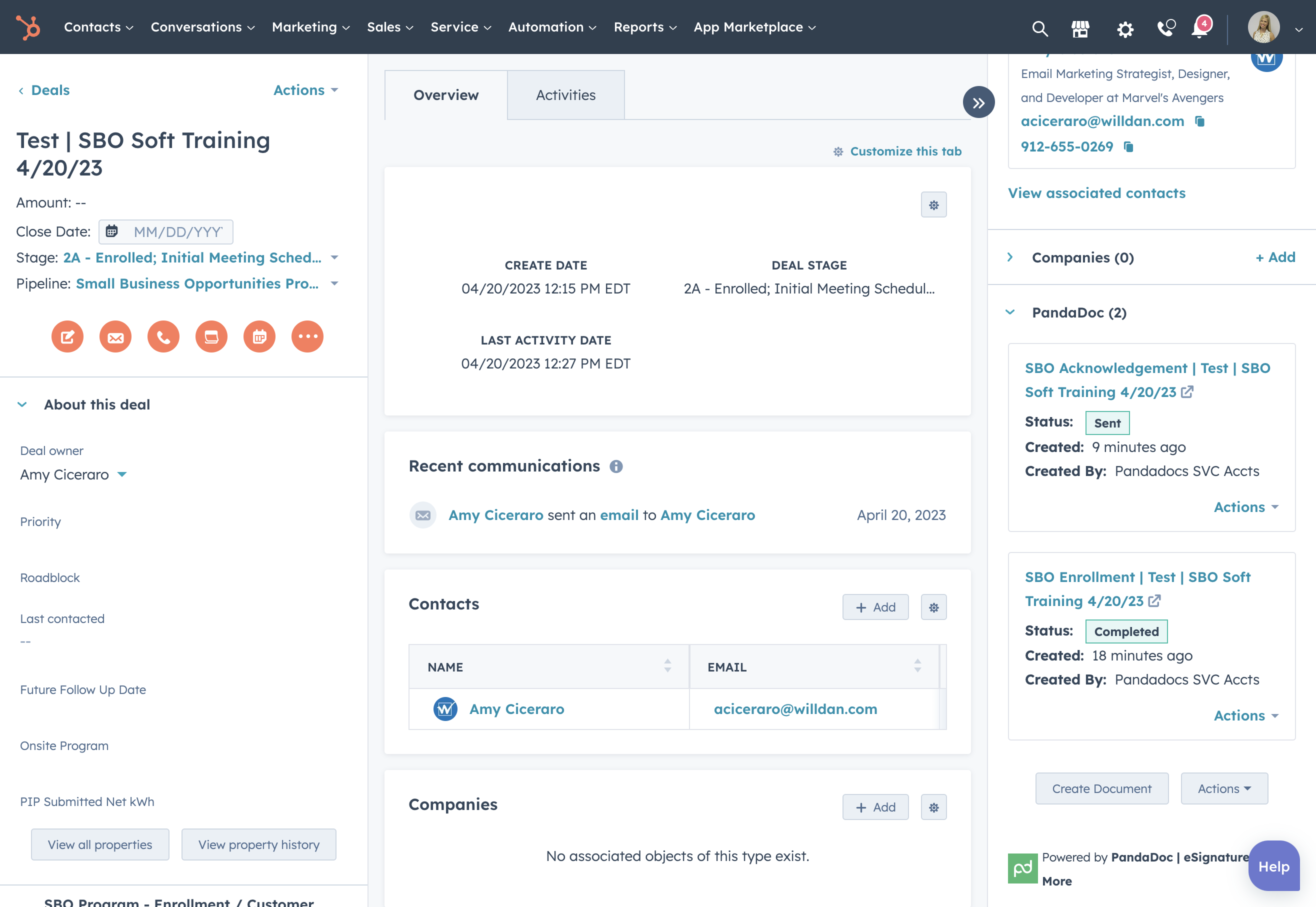 PandaDocs will generate the Acknowledgement Form and send the form to the customer to sign.