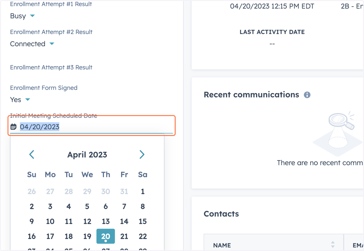 Input 'Initial Meeting Scheduled Date'