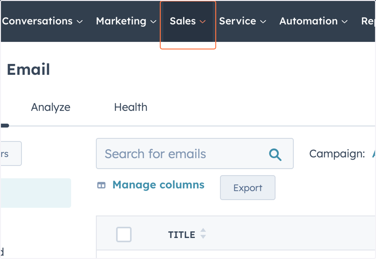Click on Sales