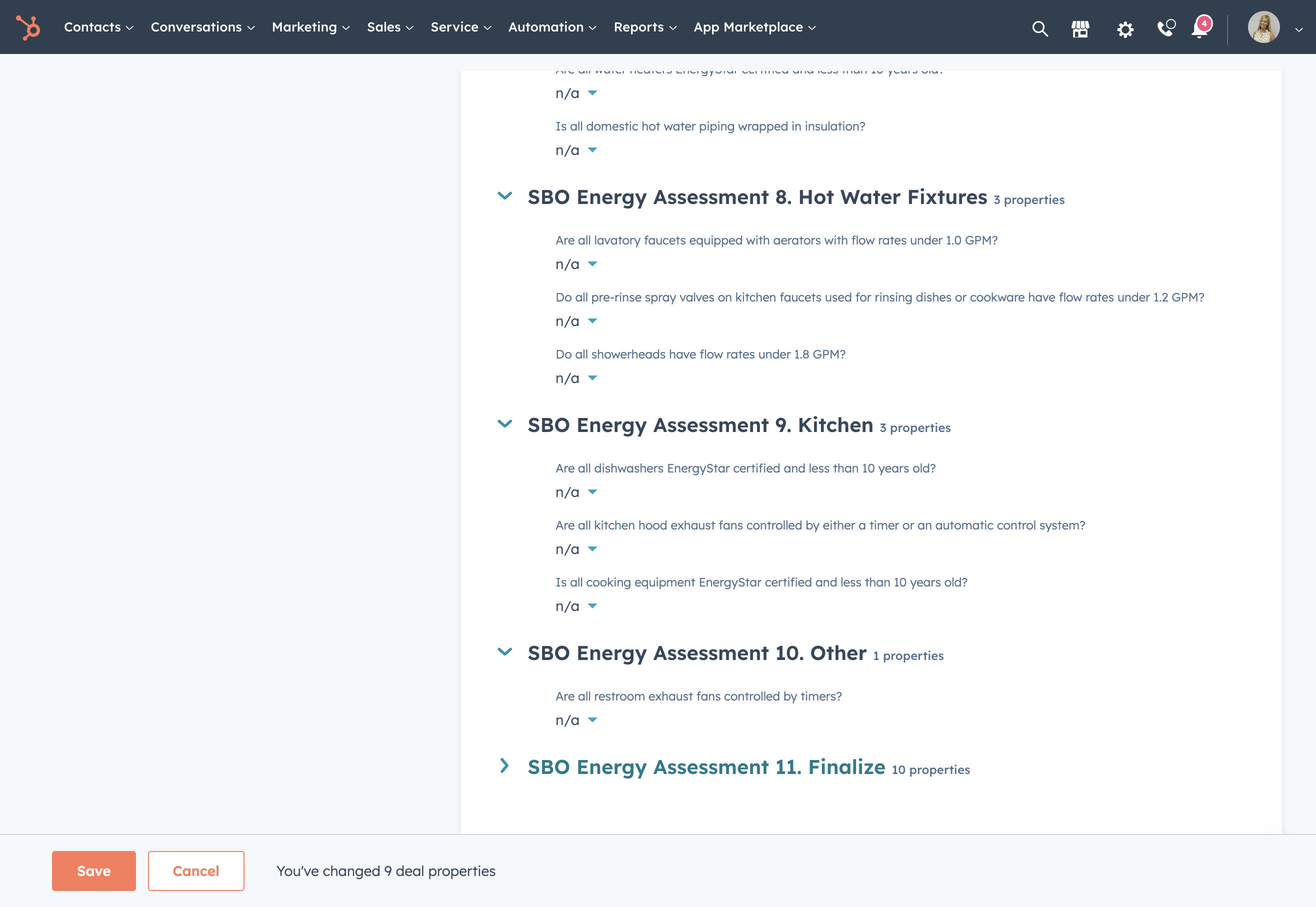 Complete the 'SBO Energy Assessment 11. Finalize 10 properties' section