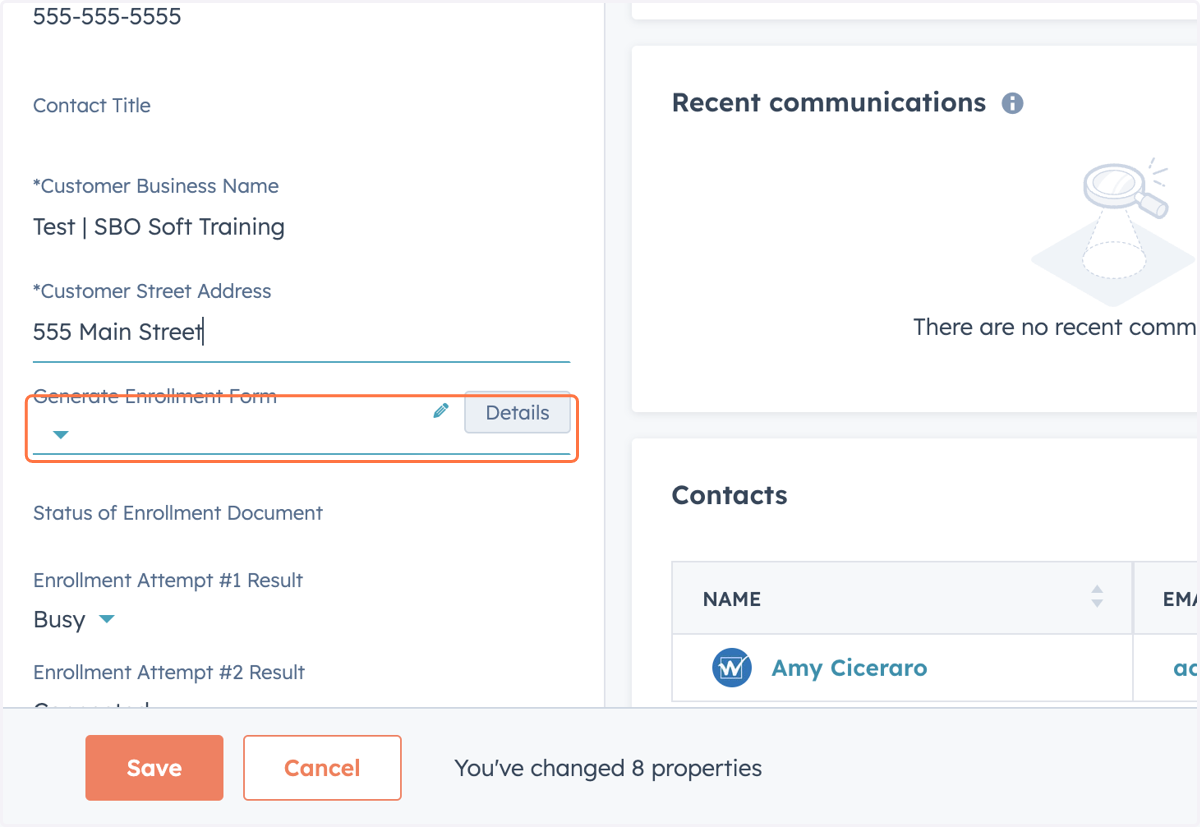 Select 'Yes' in the 'Generate Enrollment Form' dropdown
