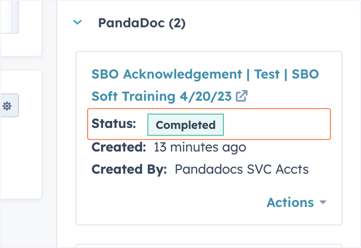 Document status is marked as completed when the customer signs the document