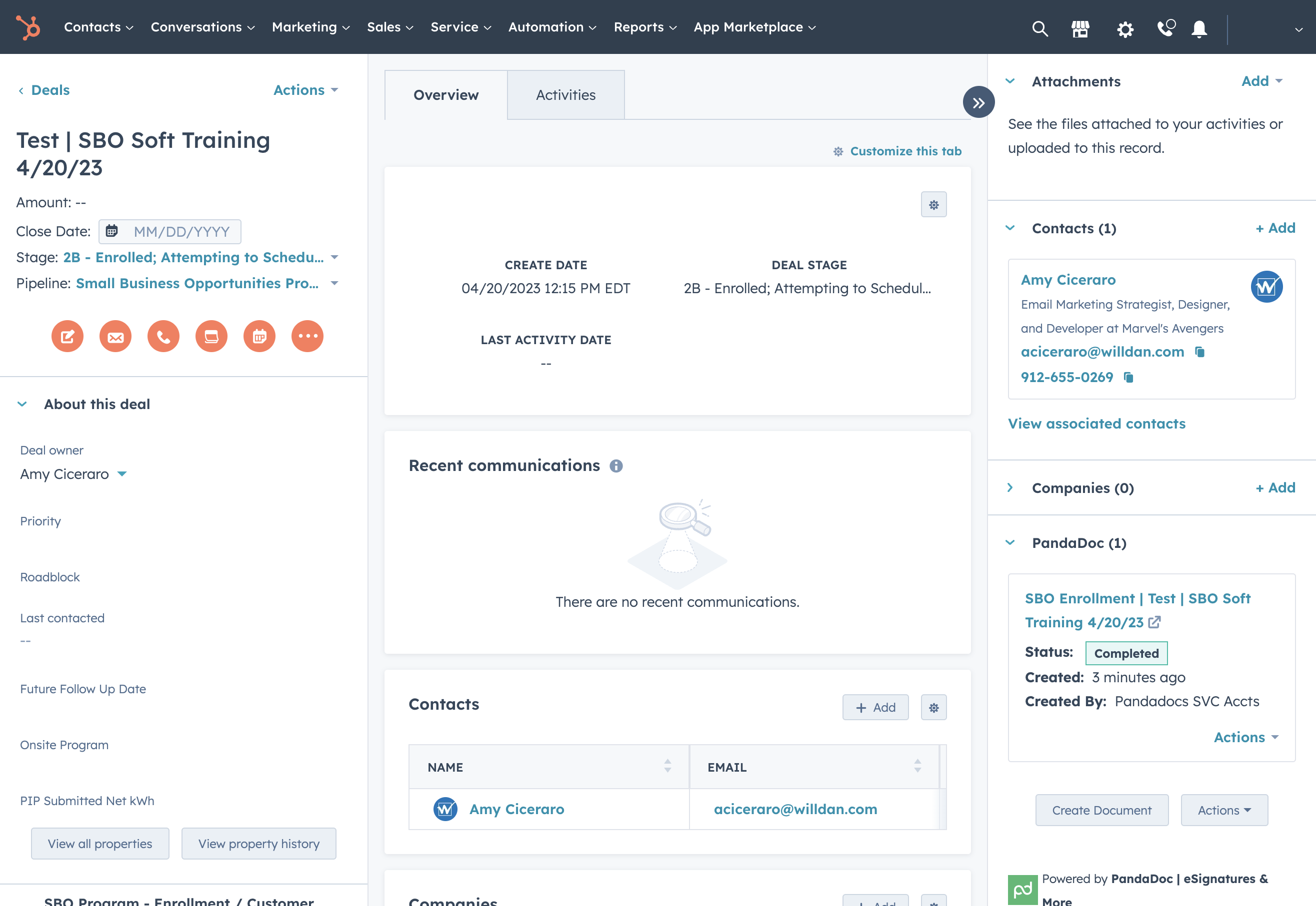 The status will be marked 'Completed' once the customer signs the form and the sender will receive an email notification. The EA will also receive an email and a task will be generated to follow up with the customer and schedule the 1st coaching sess