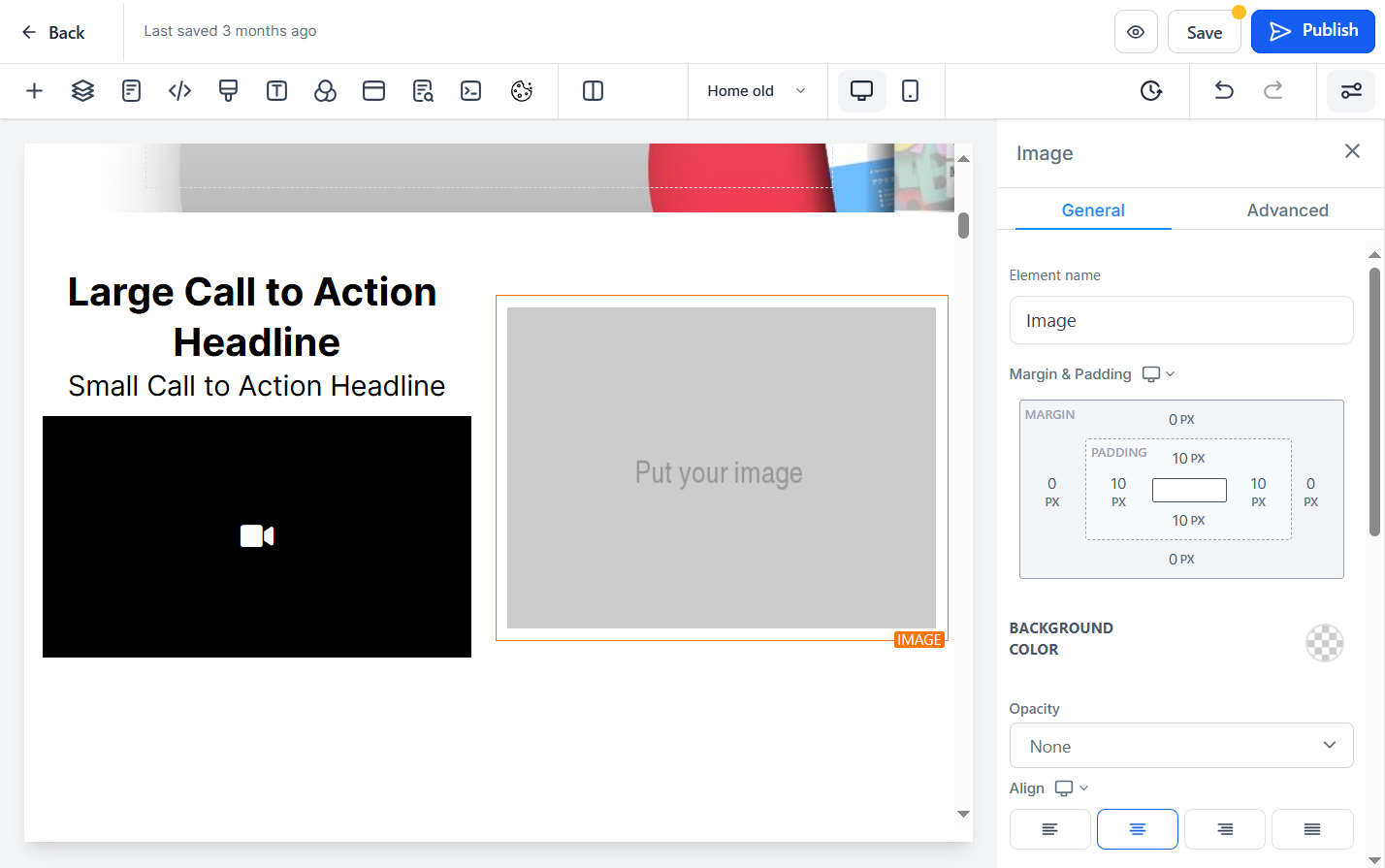 Click on any element to edit, and adjust on the menu that opens