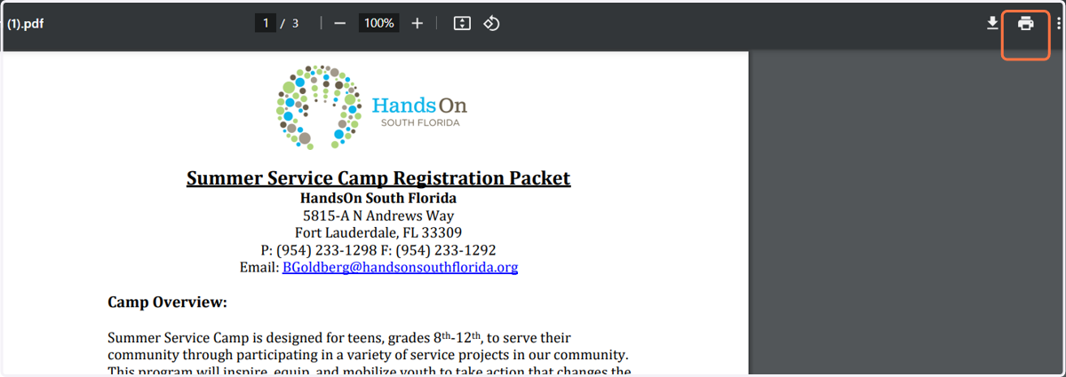 Download Packet then Return to Previous Page