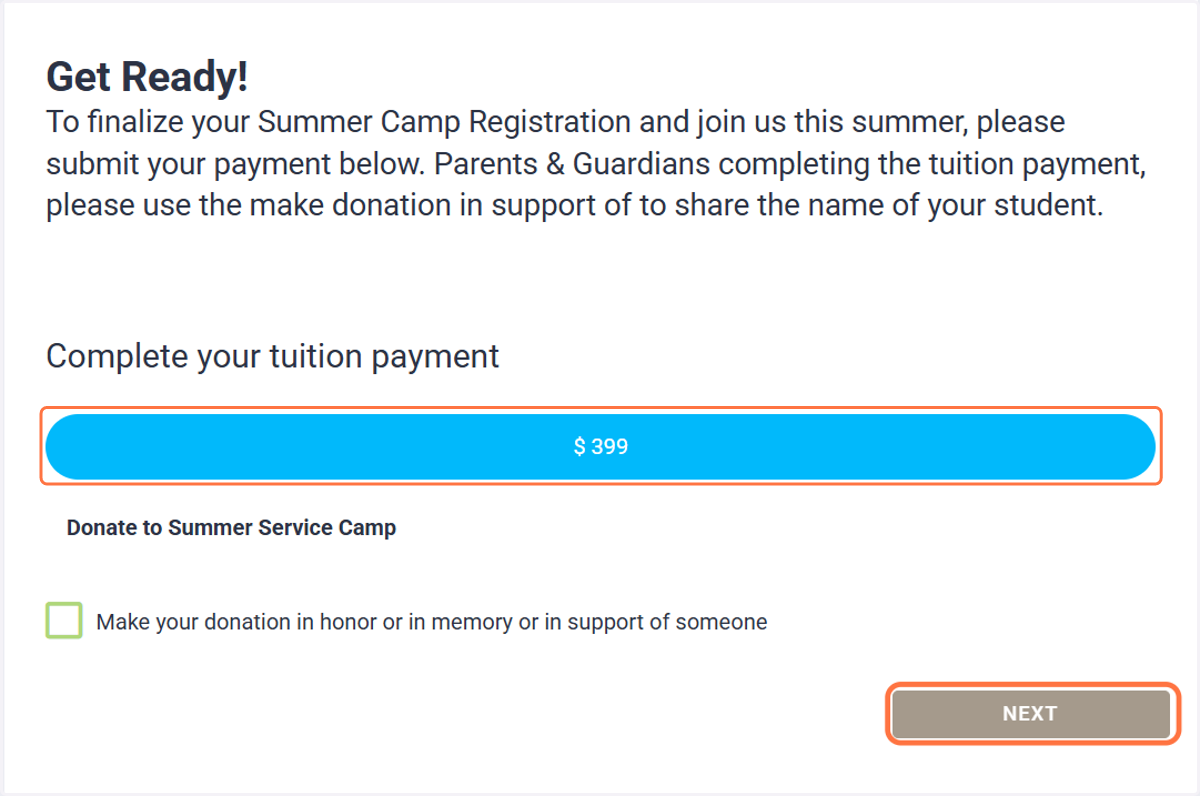 Complete Payment on Auxilia Page