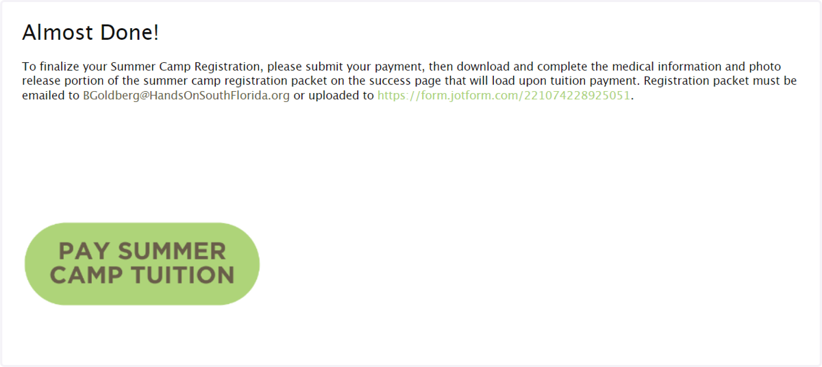 Select Pay and Finish Registering Button
