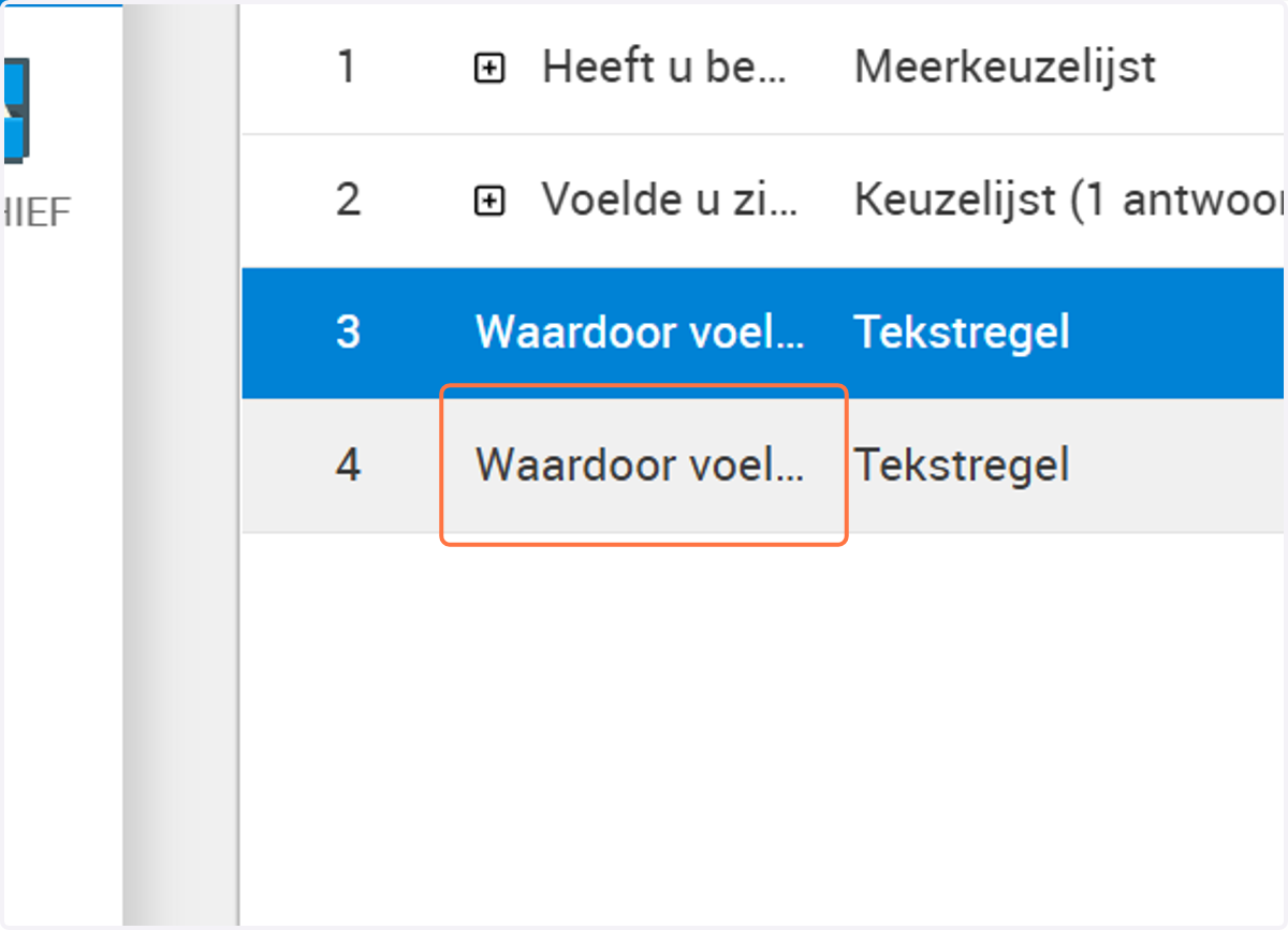 Dit is de 2e doorklik vraag in dit voorbeeld.