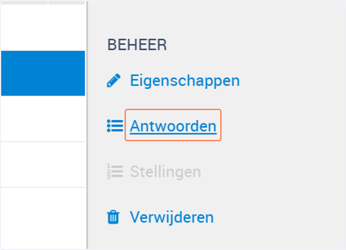 Klik aan de rechterkant op Antwoorden