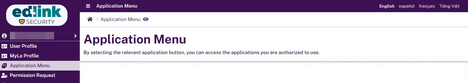 In EdLink Security, Click on the Application Menu
