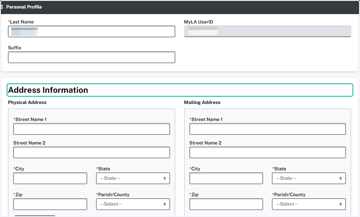 Enter your school or site address in the Address Information section.