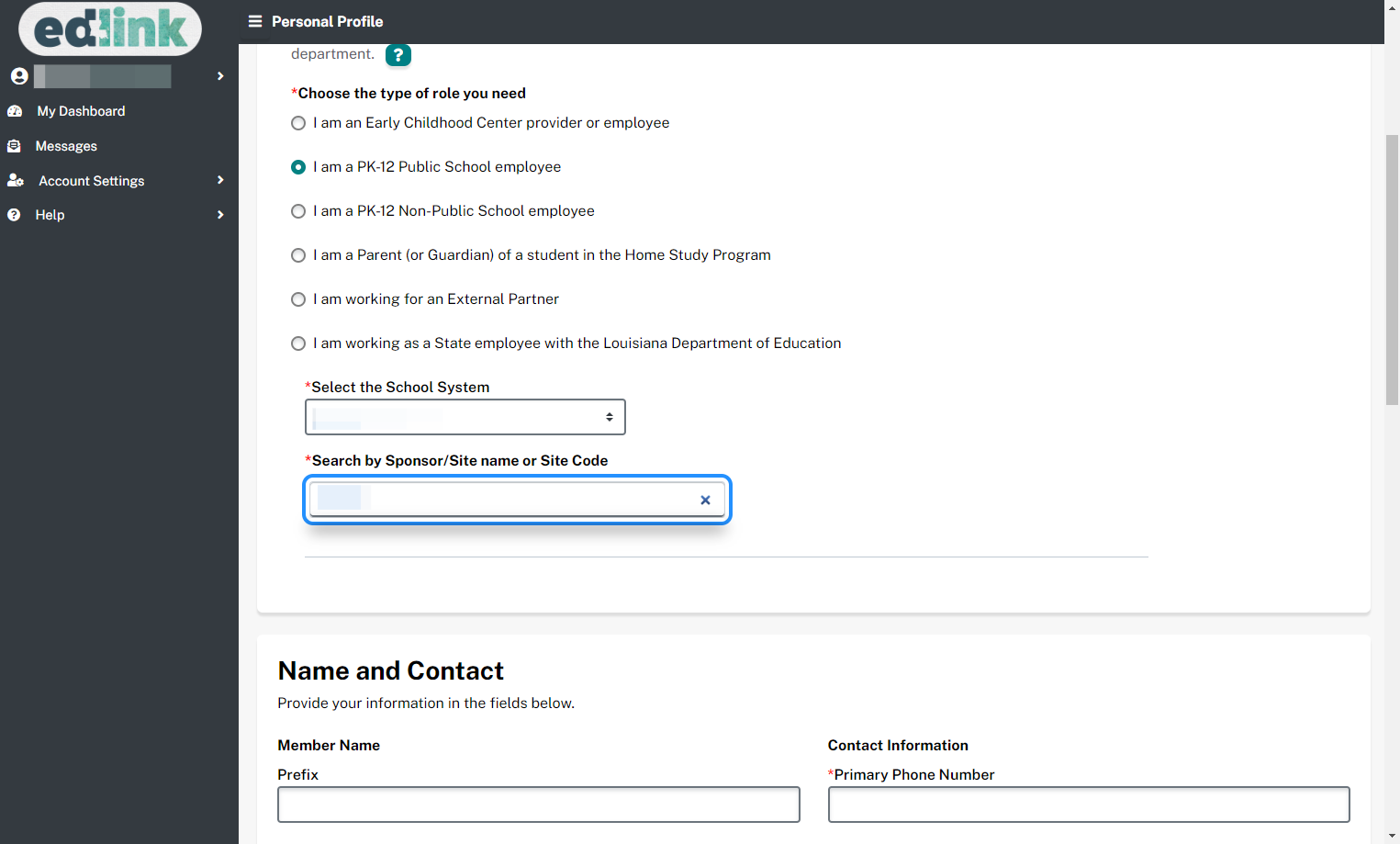 Enter your school, site, or site code.
