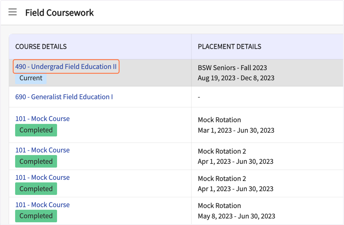 Click on your course name (or on "Details").