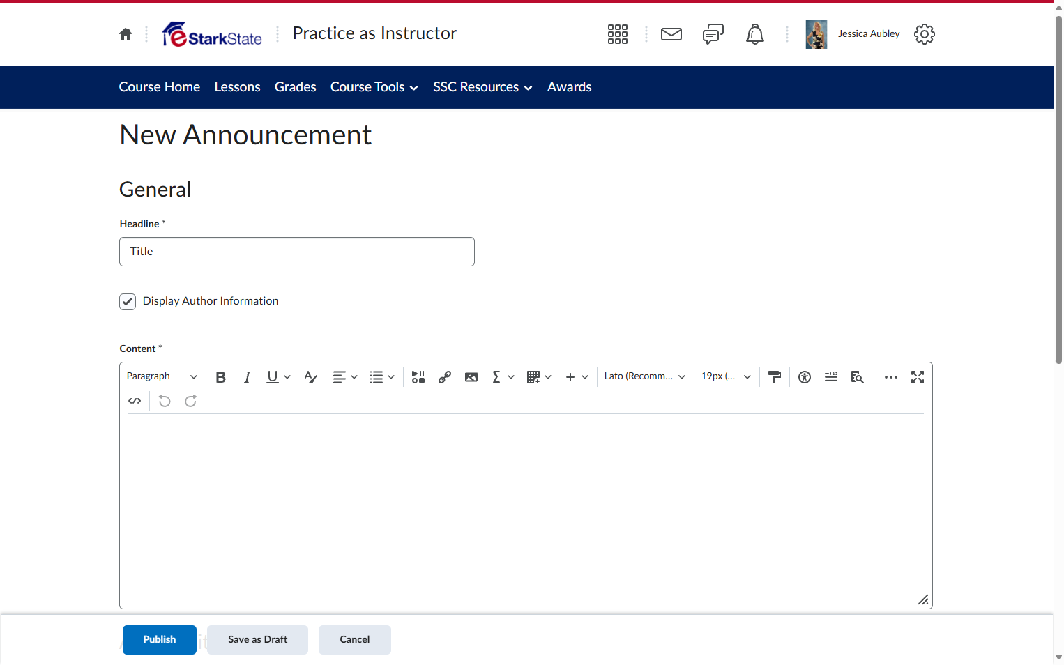 Add your content in the Content box