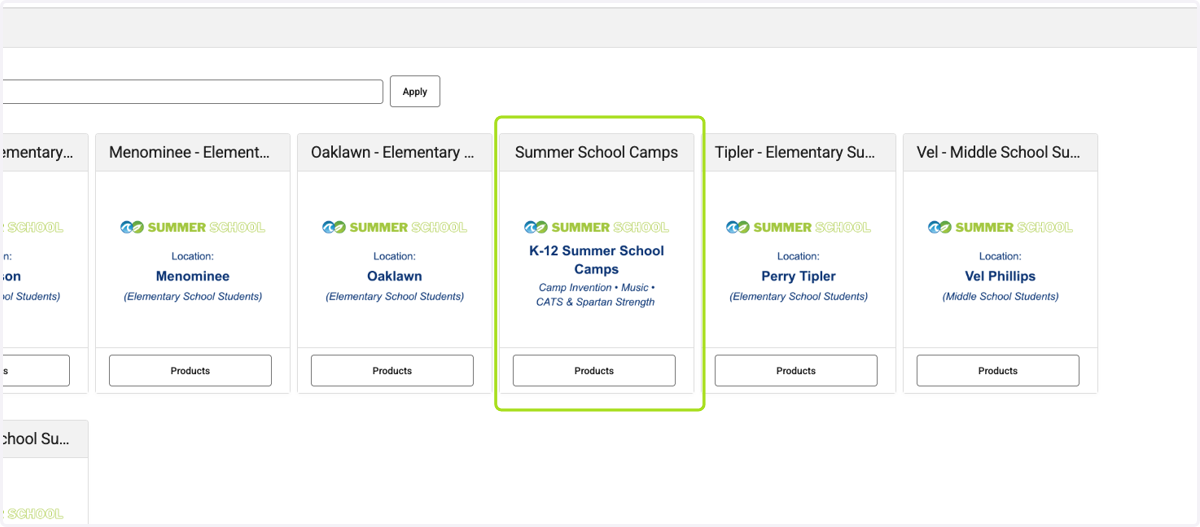 Click on K-12 Summer School Camps