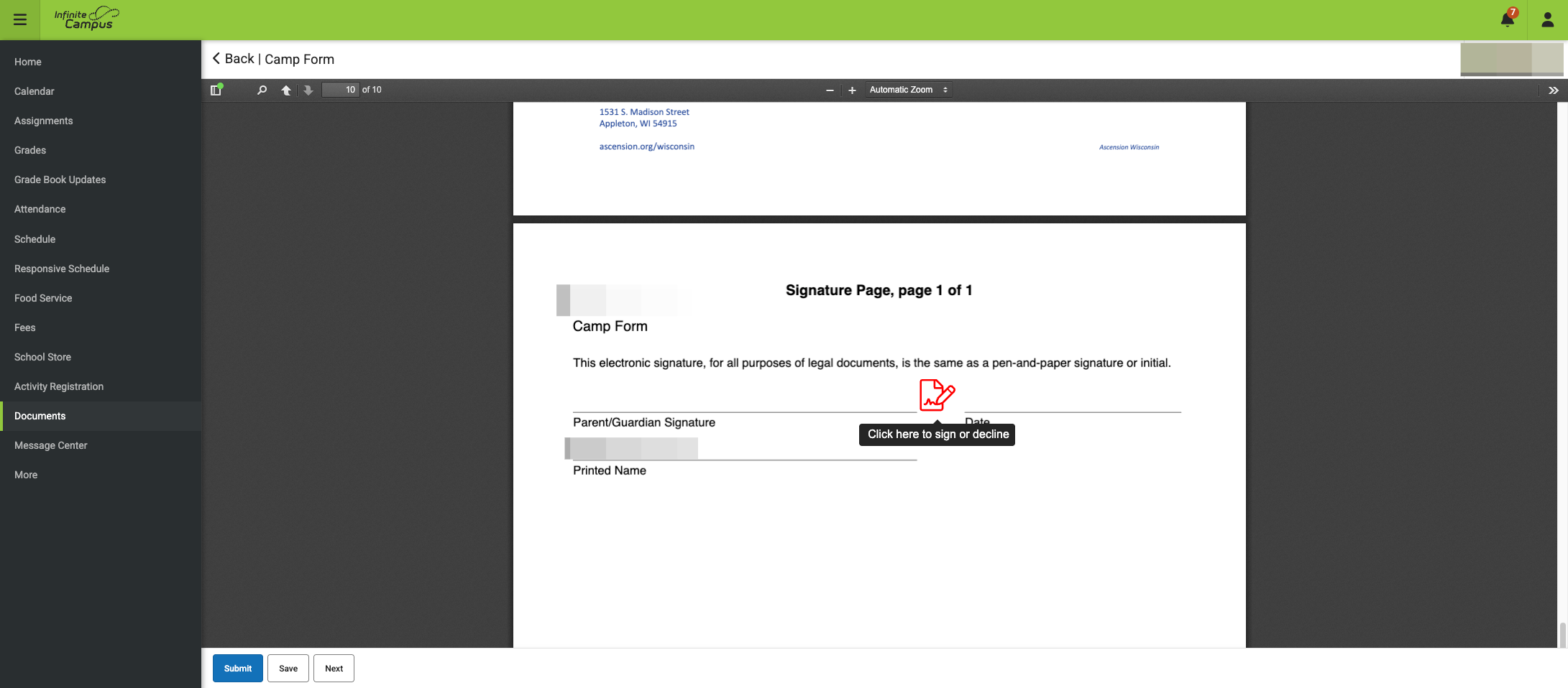 Click on Click here to sign