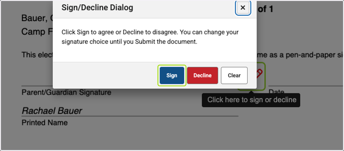 Click on Sign