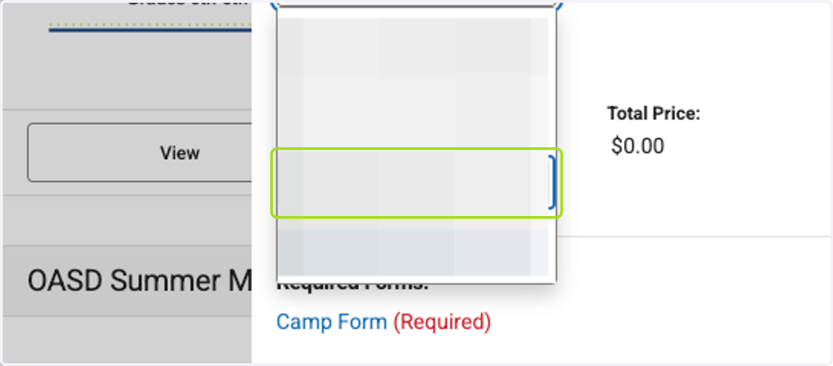 Click on your child's name your are registering