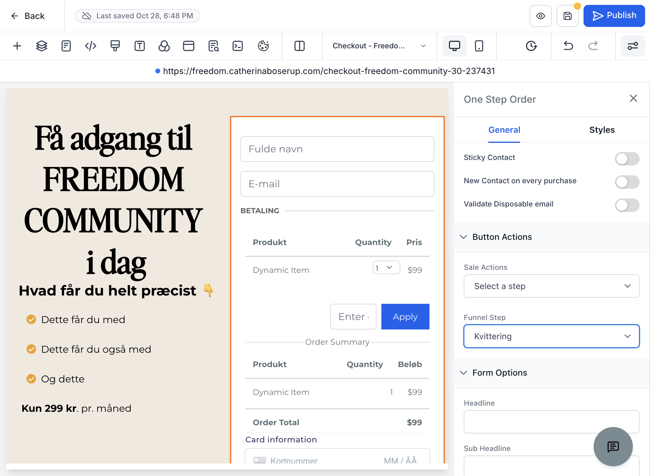 Klik på Publish