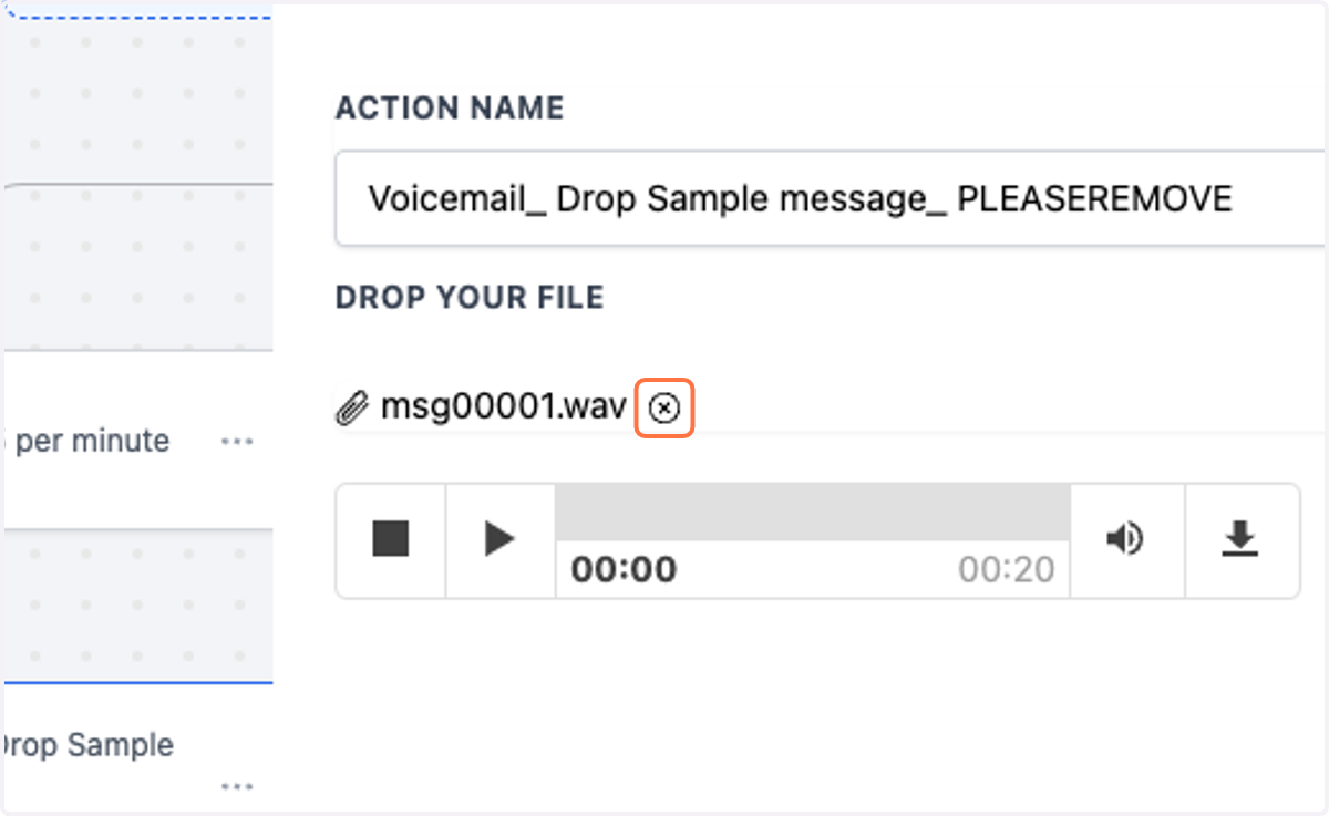 Click the x to get rid of the current placeholder voicedrop