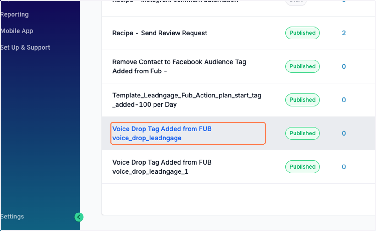 Click on the voice drop you'd like to edit, 1-6