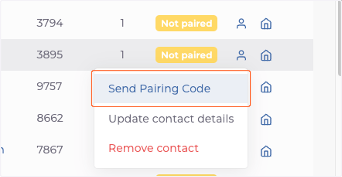 Click on Send Pairing Code
