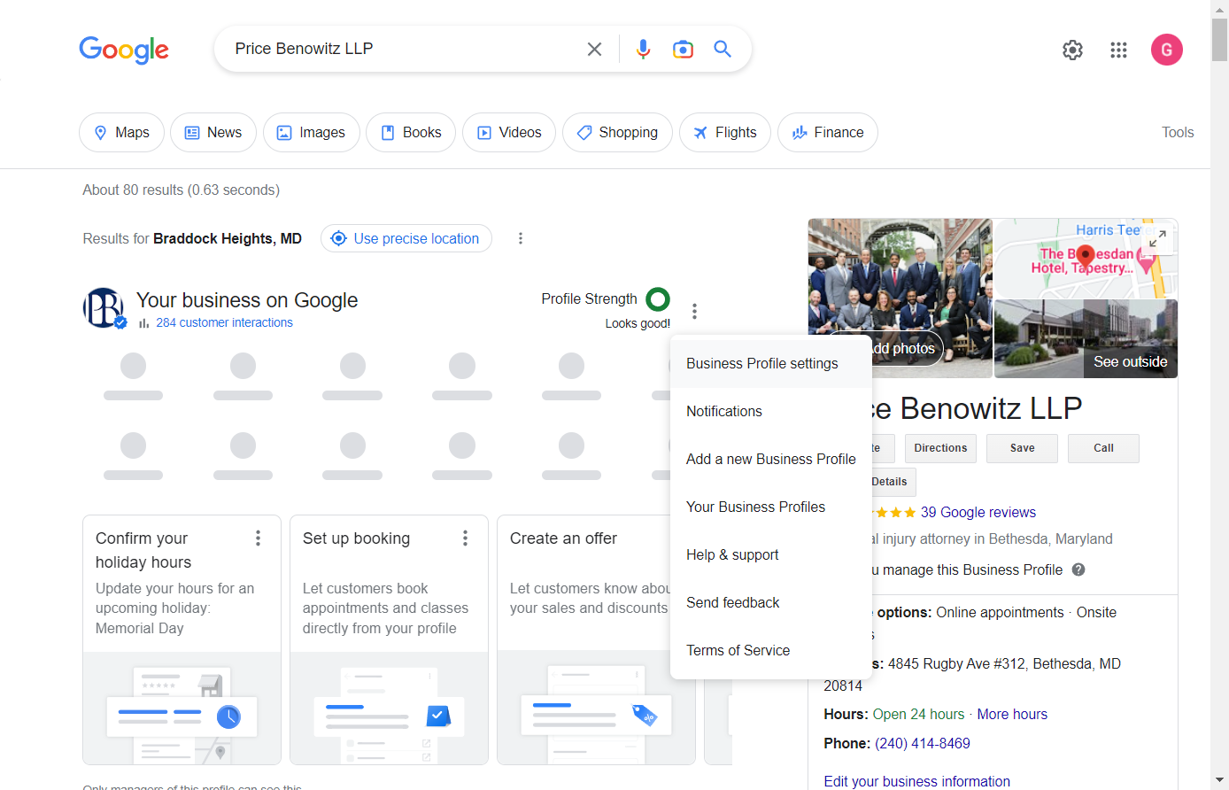 Click on Business Profile settings
