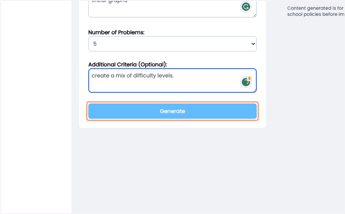 Click on Generate