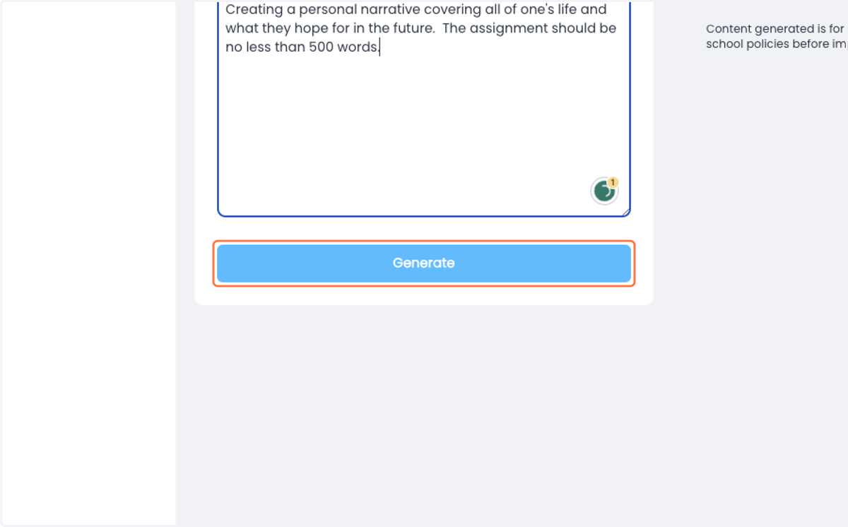 Click on Generate