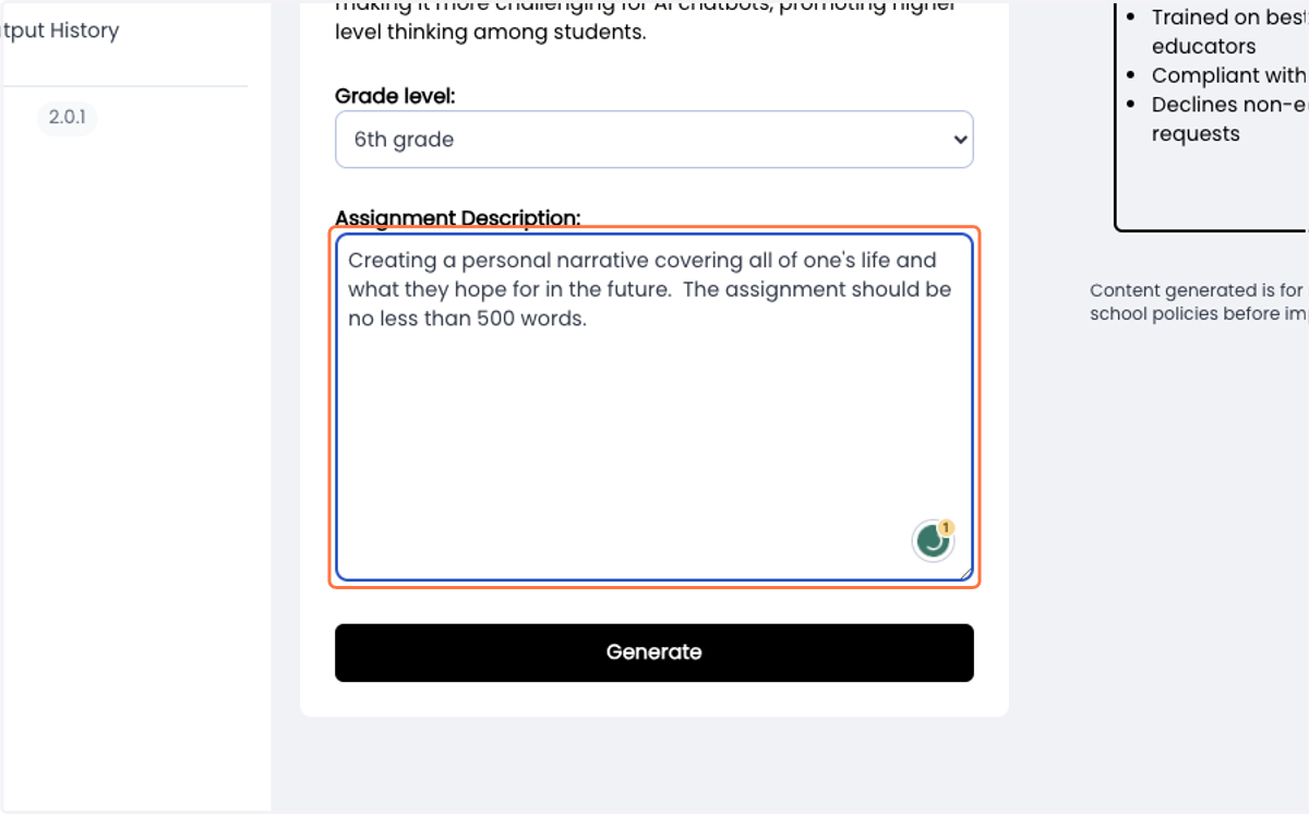 Type in your assignment description