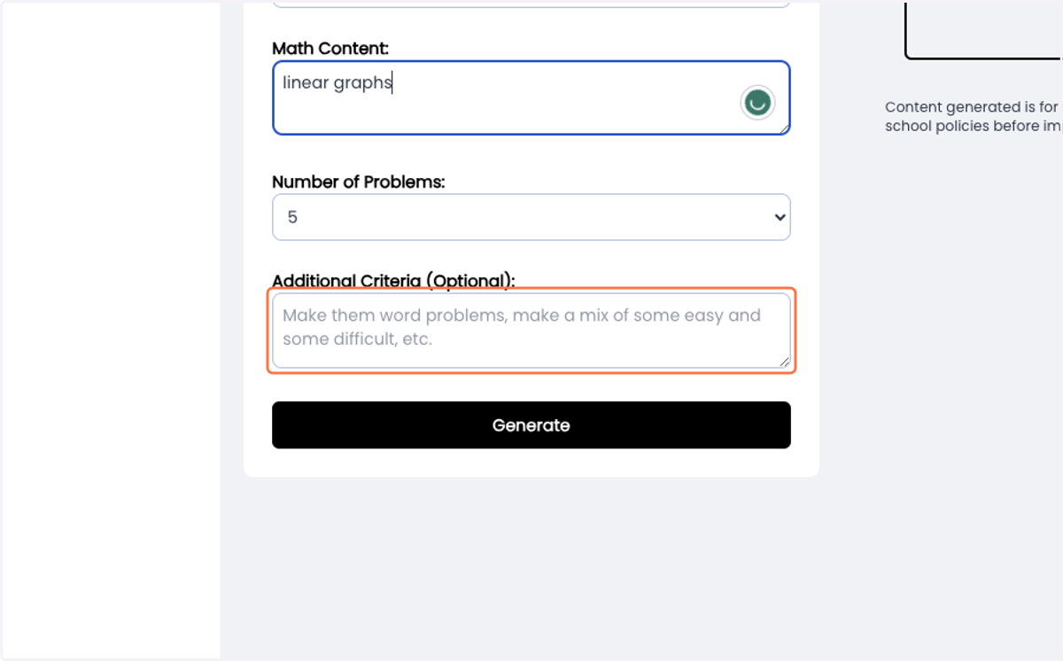Type in any additional criteria that would be useful