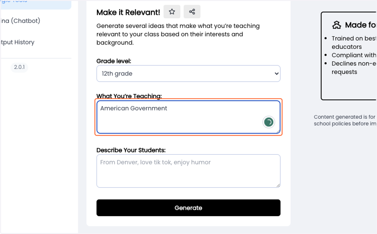 Type in your subject, objective, standard, or general topic