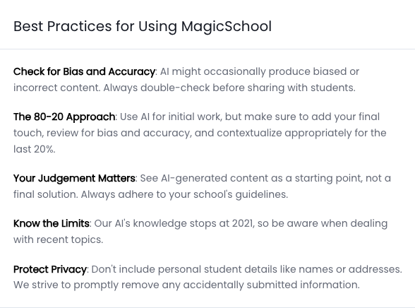 Always check out the generated resource before sharing it with students, parents, or others!