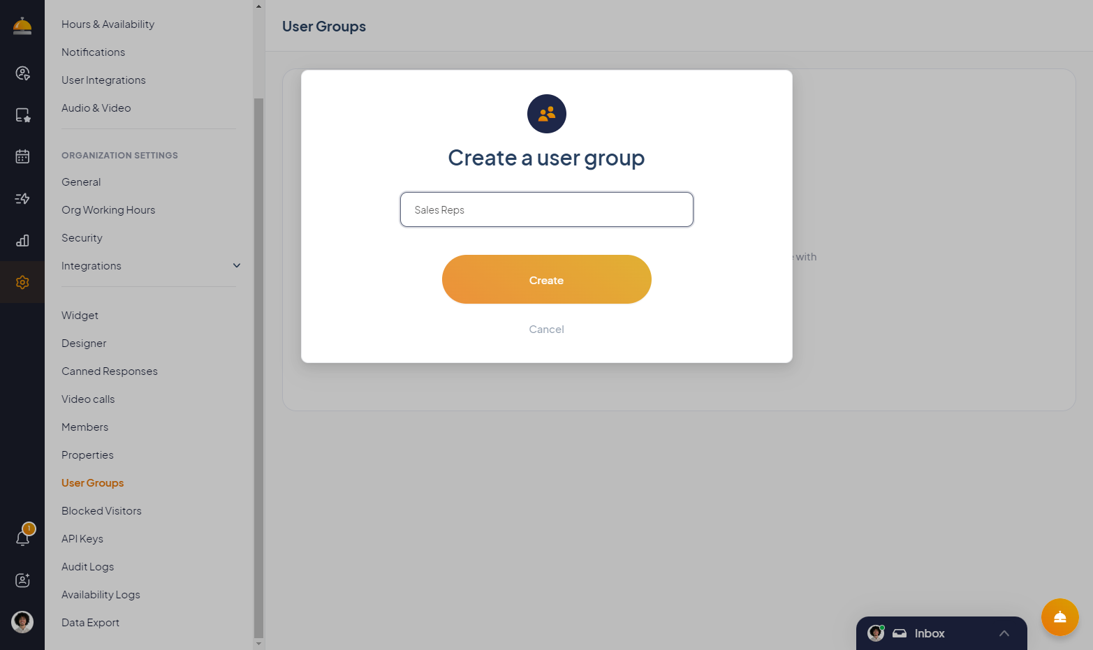 Name it something like: "Sales Reps" — and click create
