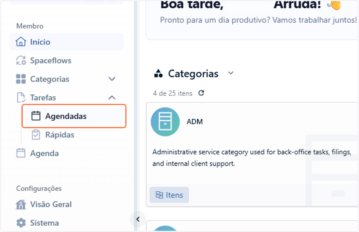Clique em Agendadas