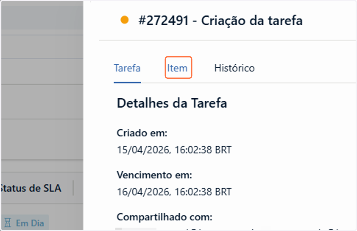 Dentro do painel lateral que será aberto, navegue até a aba Itens