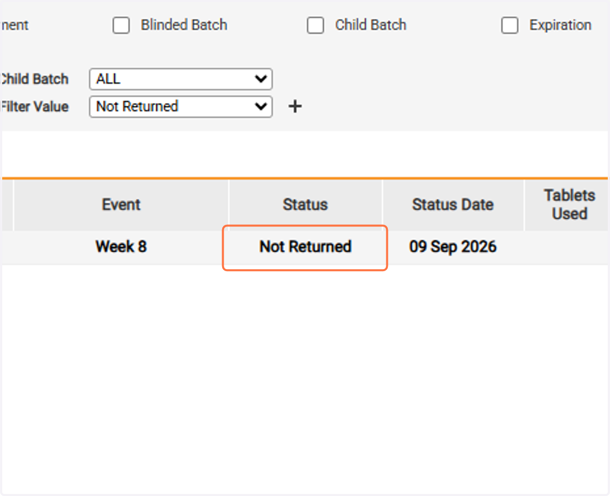 The Not Returned status now displays
