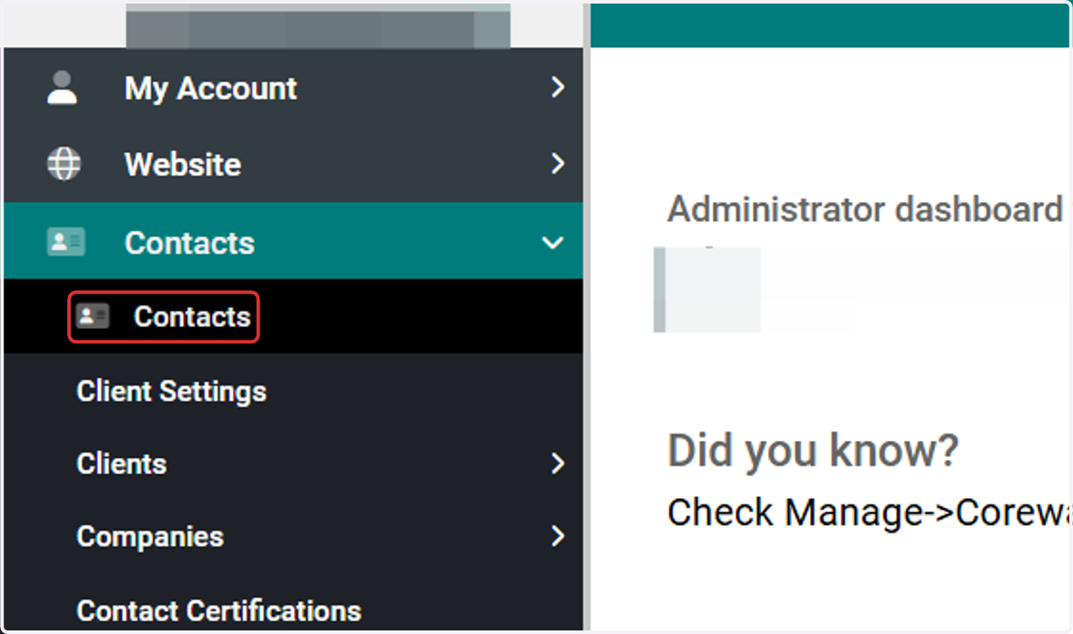 Click on Contacts