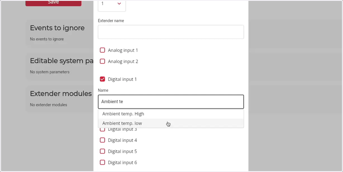 Start typing the name of the desired input