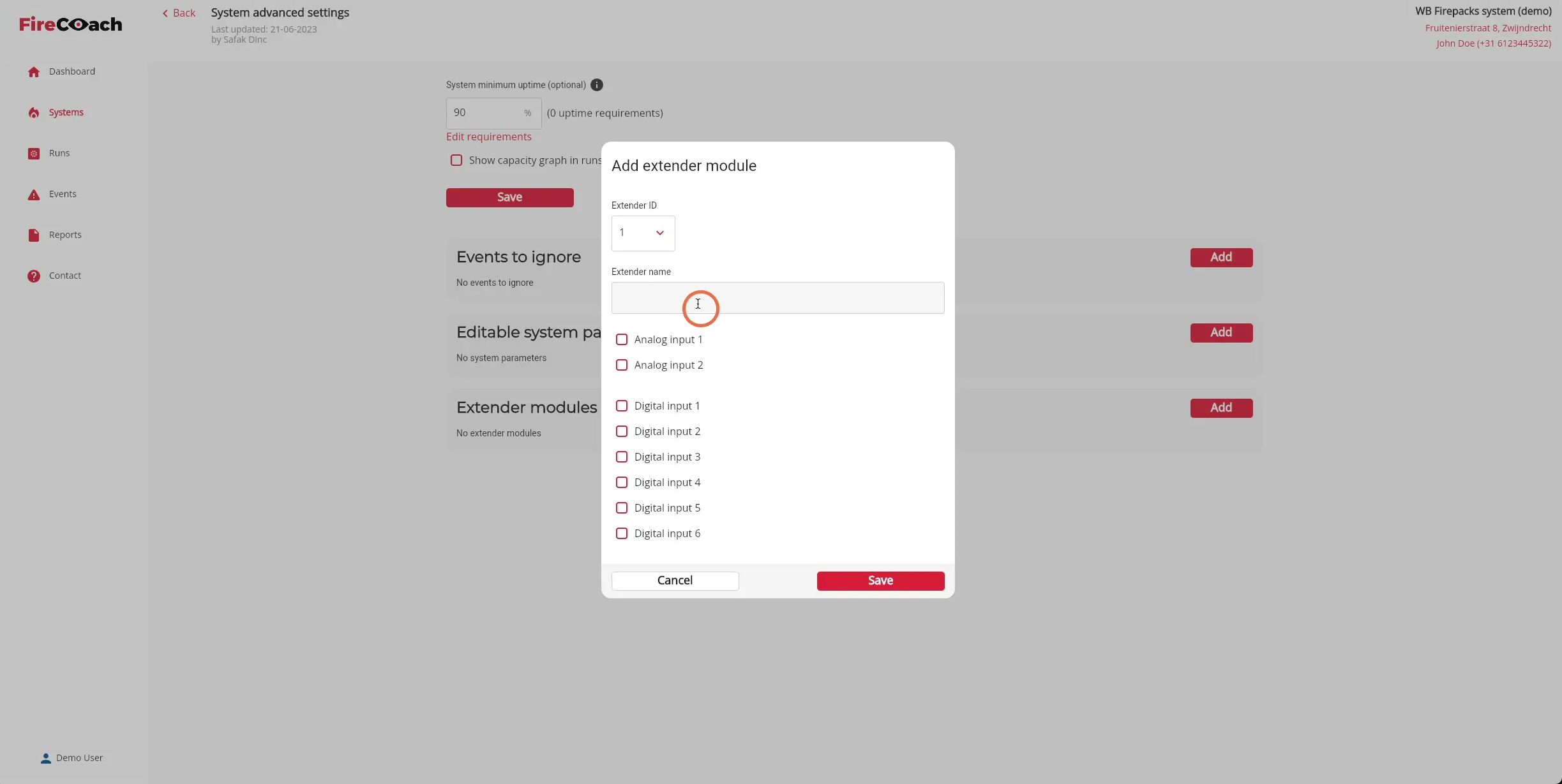 Enter the name of the extender