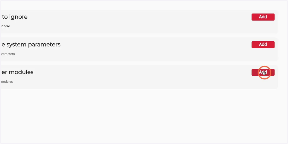Click 'Add' in the Extender modules component