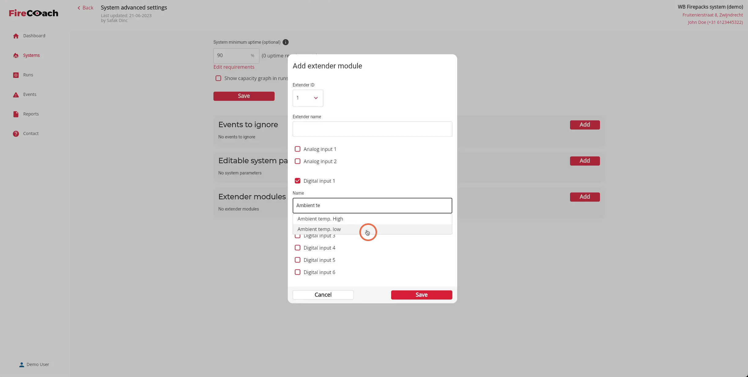 Select the input type by clicking the name from the dropdown