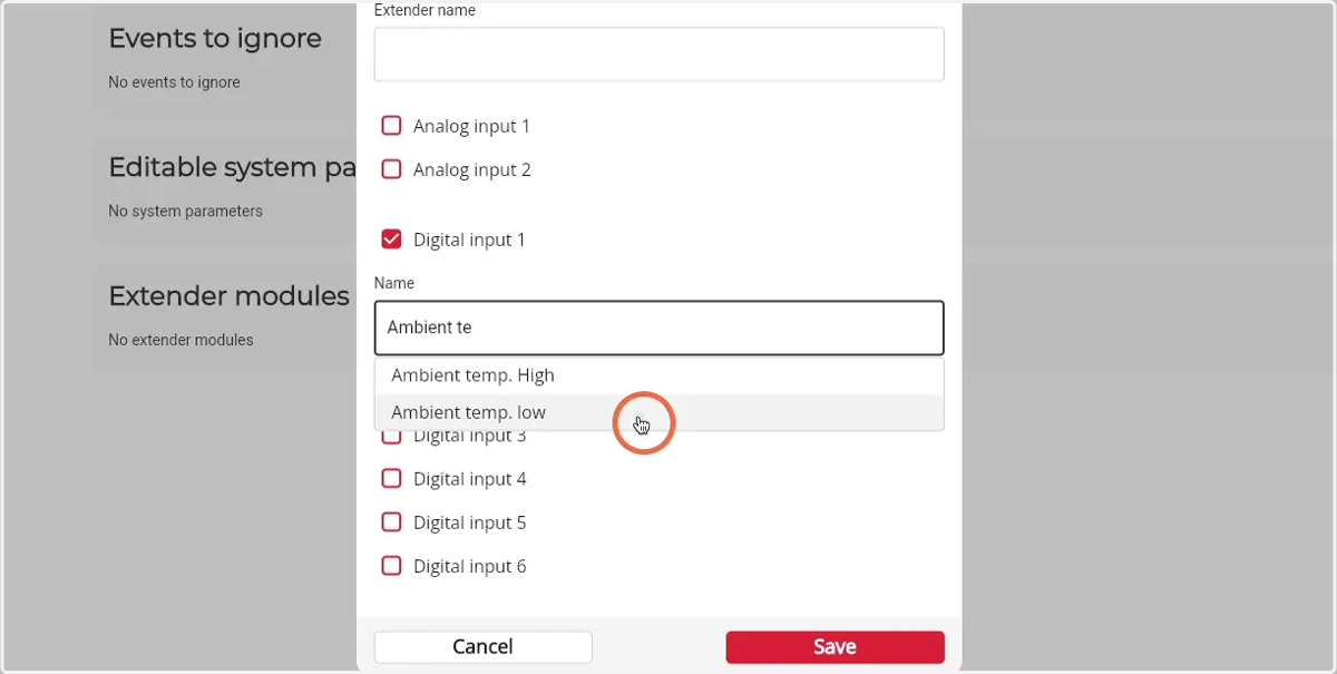 Select the input type by clicking the name from the dropdown