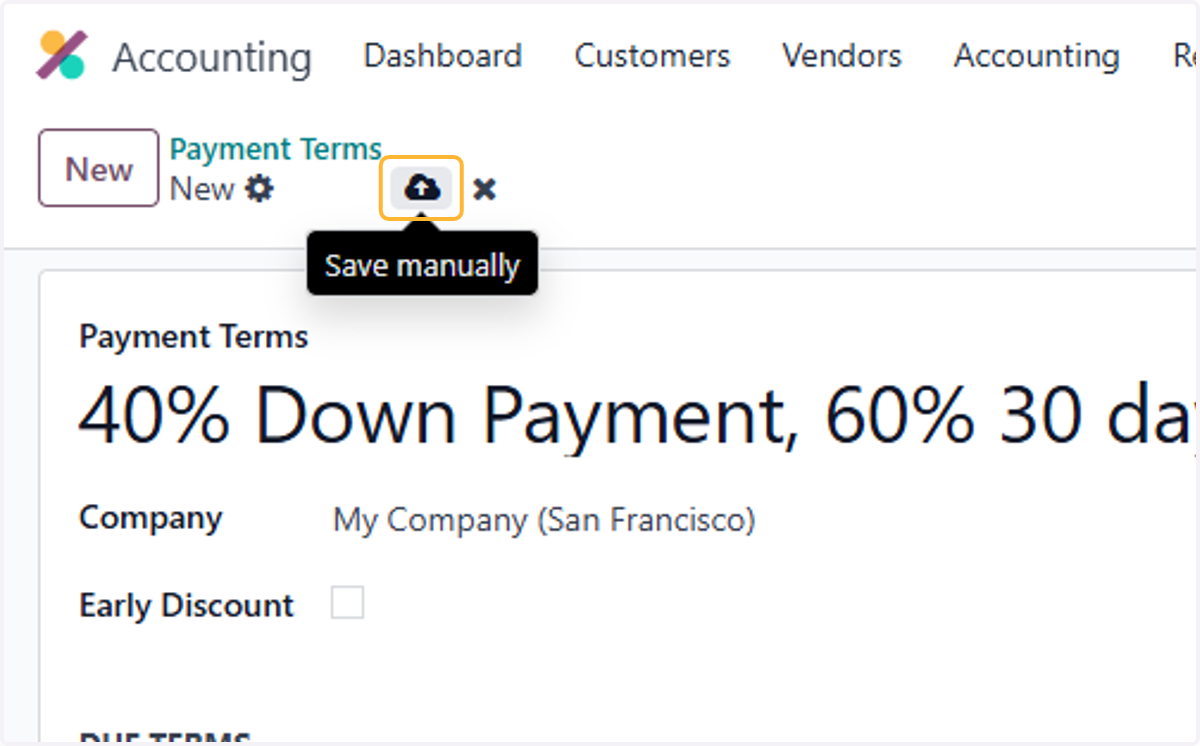 Click on Save manually