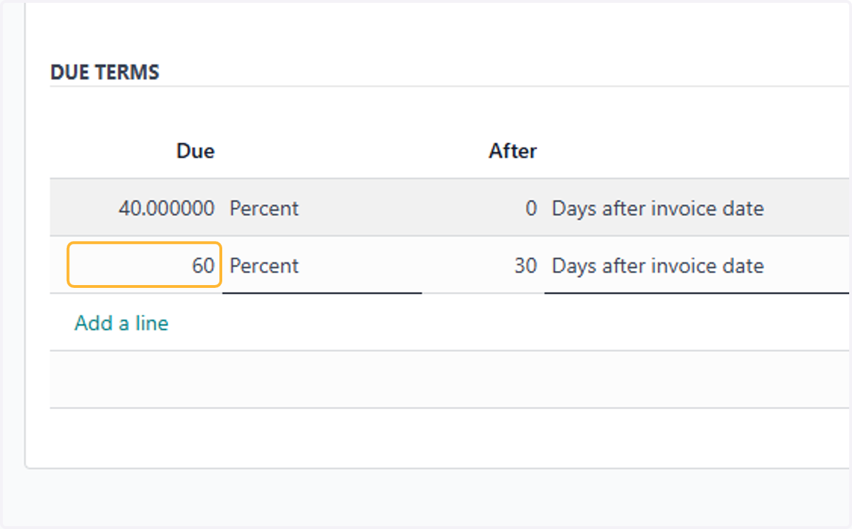 Change second line to desired percent. For Example, 60%