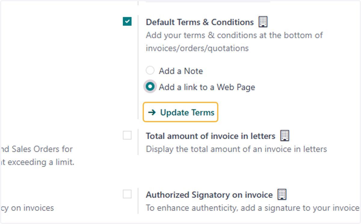 Click on Update Terms
