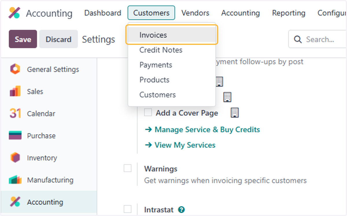 Click on Invoices